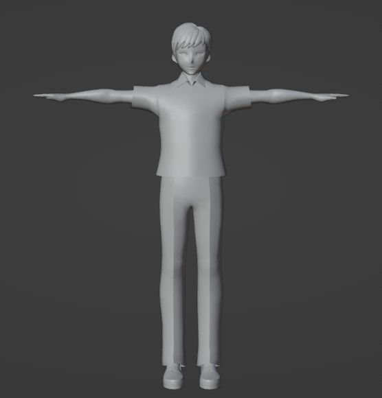 The Gentleman Low-poly 3D model anime boy in jeans and shirt Low-poly 3D model_3