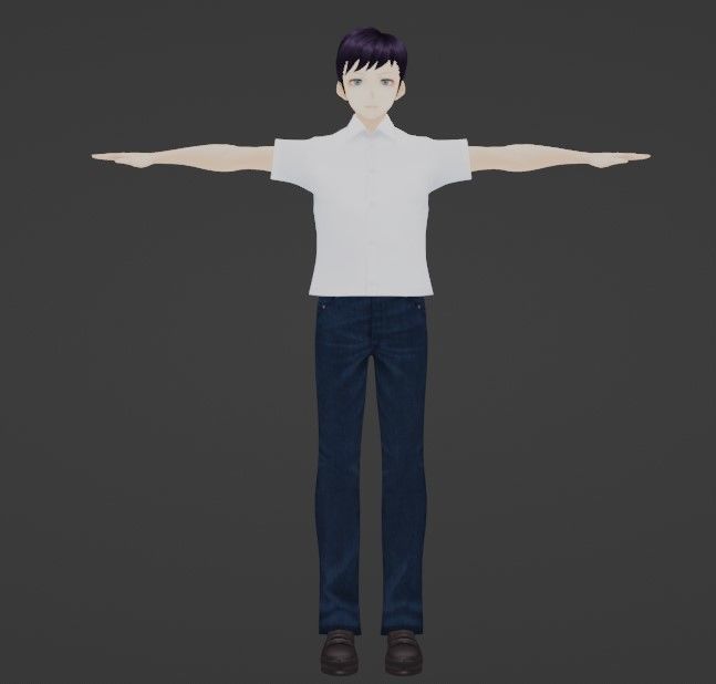 The Gentleman Low-poly 3D model anime boy in jeans and shirt Low-poly 3D model_6
