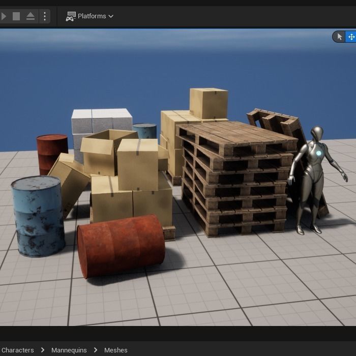 Set of different materials boxes  pallets  blocks barrels Low-poly 3D model_8