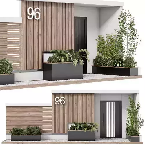 Door Outdoor entrance and fence and garden 03 