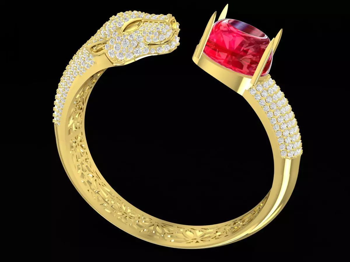 Luxury Open Band Ruby Ring 3D Jewelry Model for Women 3341 3D print model