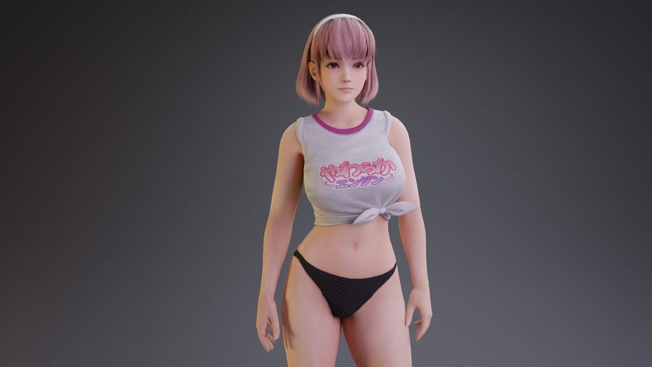 Stylized Sexy and Milfy girl rigged 3D model_8