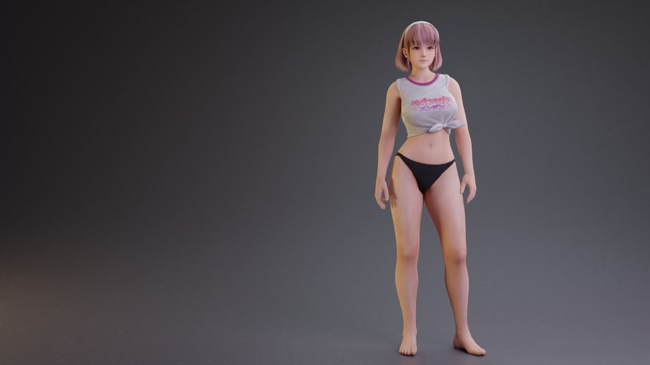 Stylized Sexy and Milfy girl rigged 3D model_12