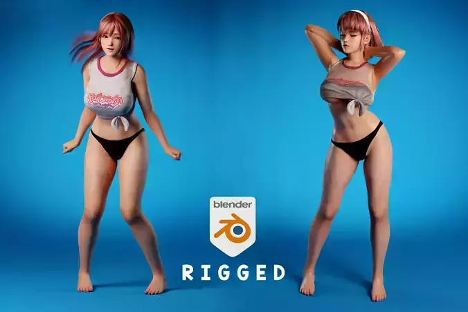 Stylized Sexy and Milfy girl rigged 3D model