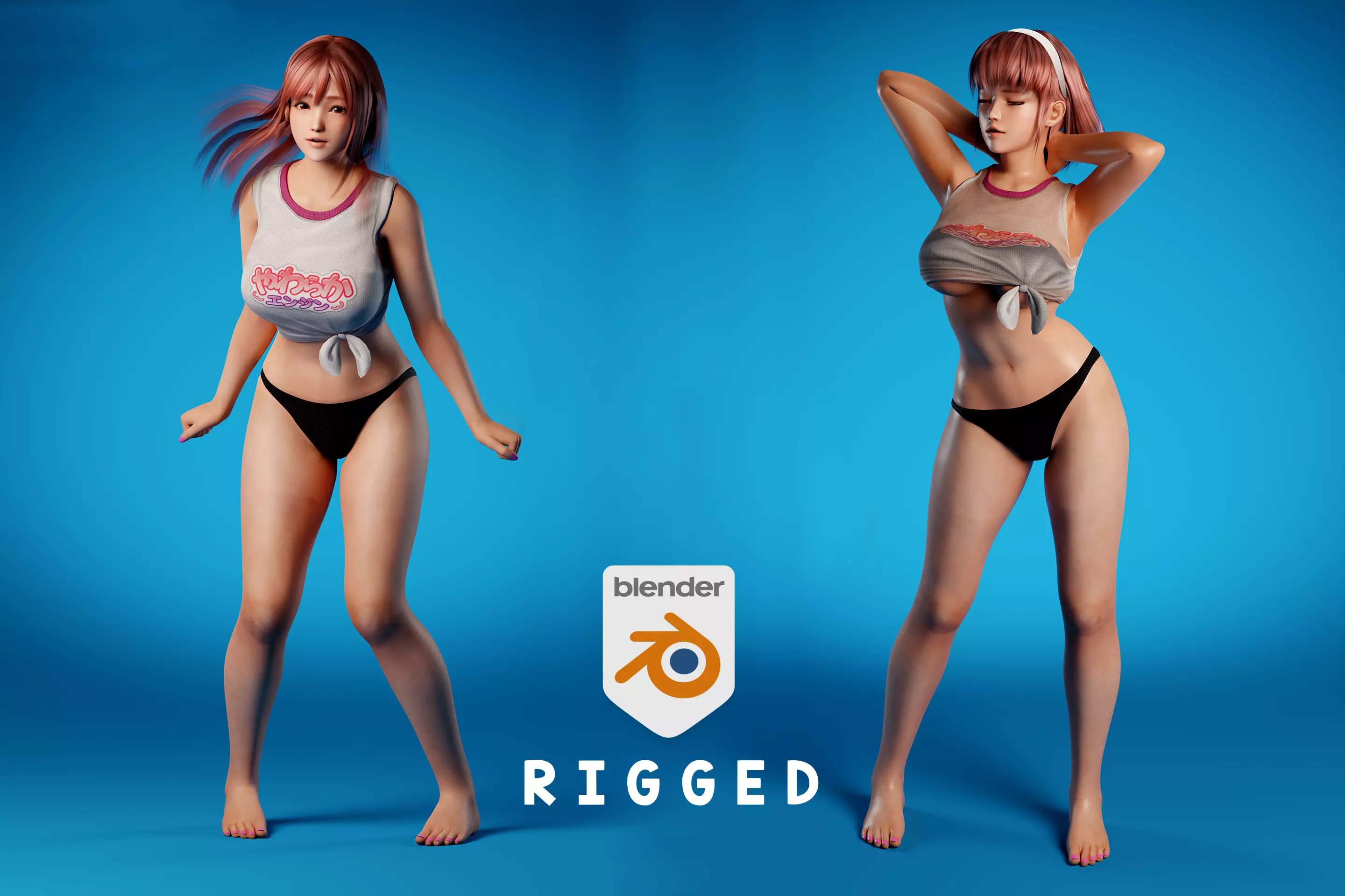Stylized Sexy and Milfy girl rigged 3D model_0