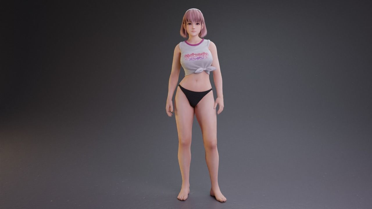 Stylized Sexy and Milfy girl rigged 3D model_11