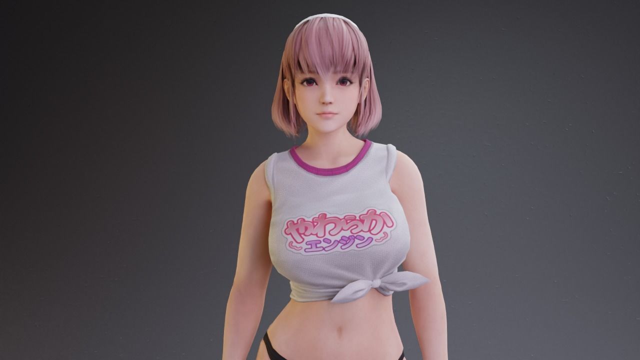Stylized Sexy and Milfy girl rigged 3D model_1
