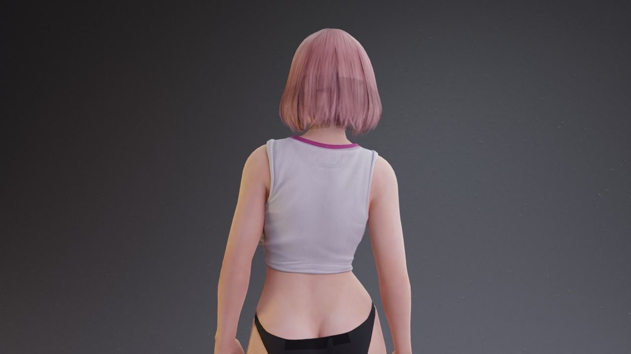 Stylized Sexy and Milfy girl rigged 3D model_9