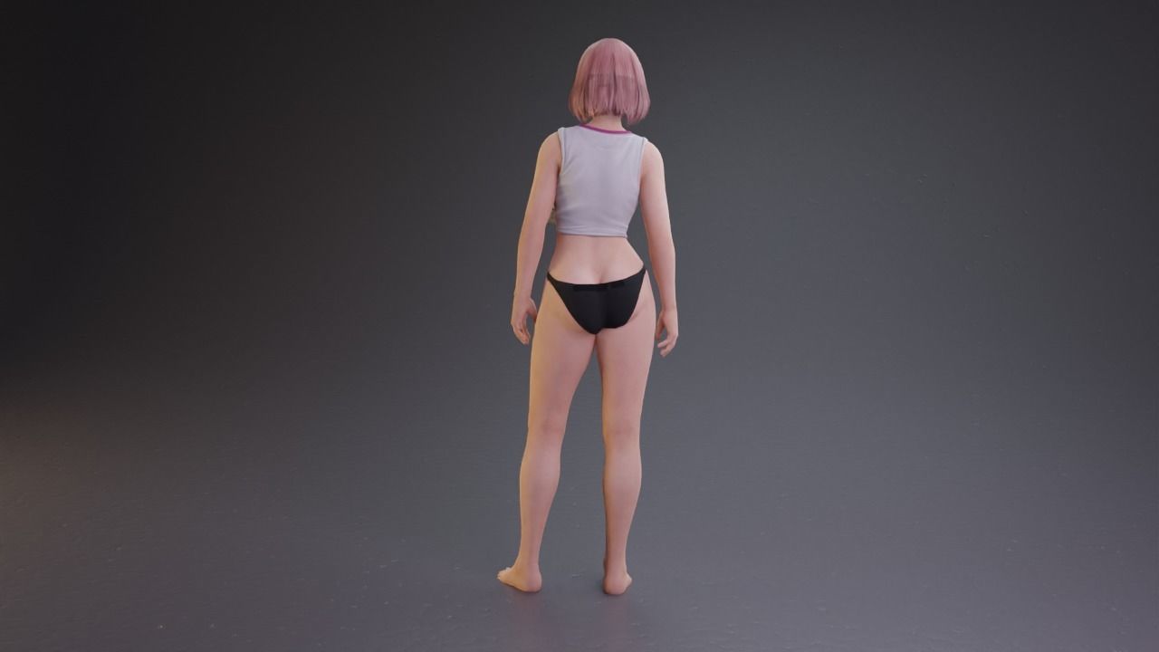 Stylized Sexy and Milfy girl rigged 3D model_10