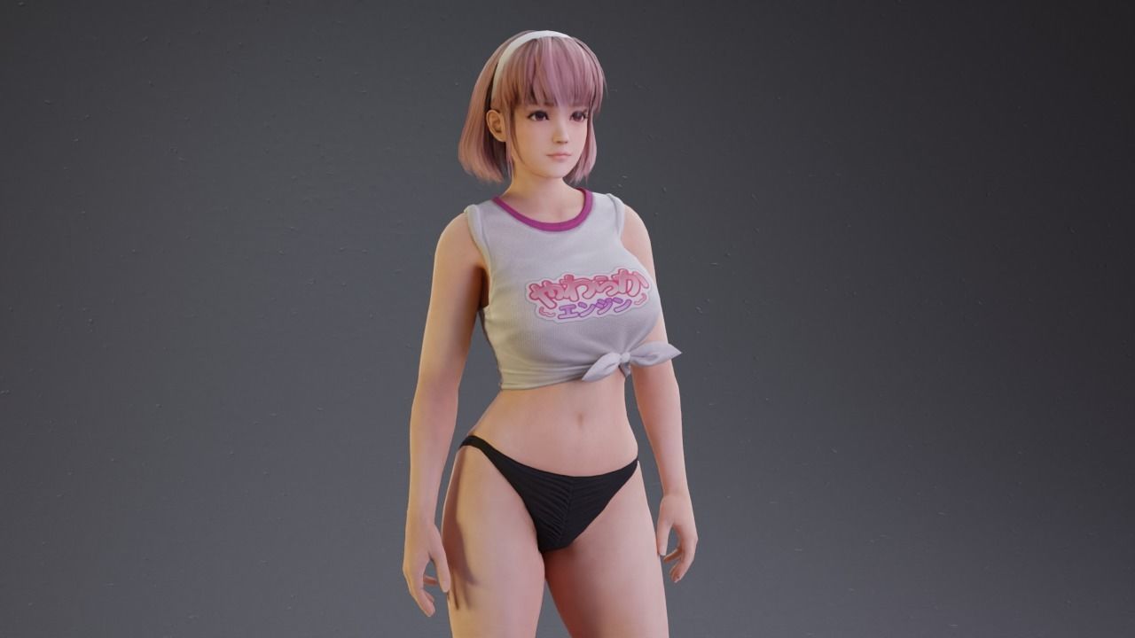 Stylized Sexy and Milfy girl rigged 3D model_4
