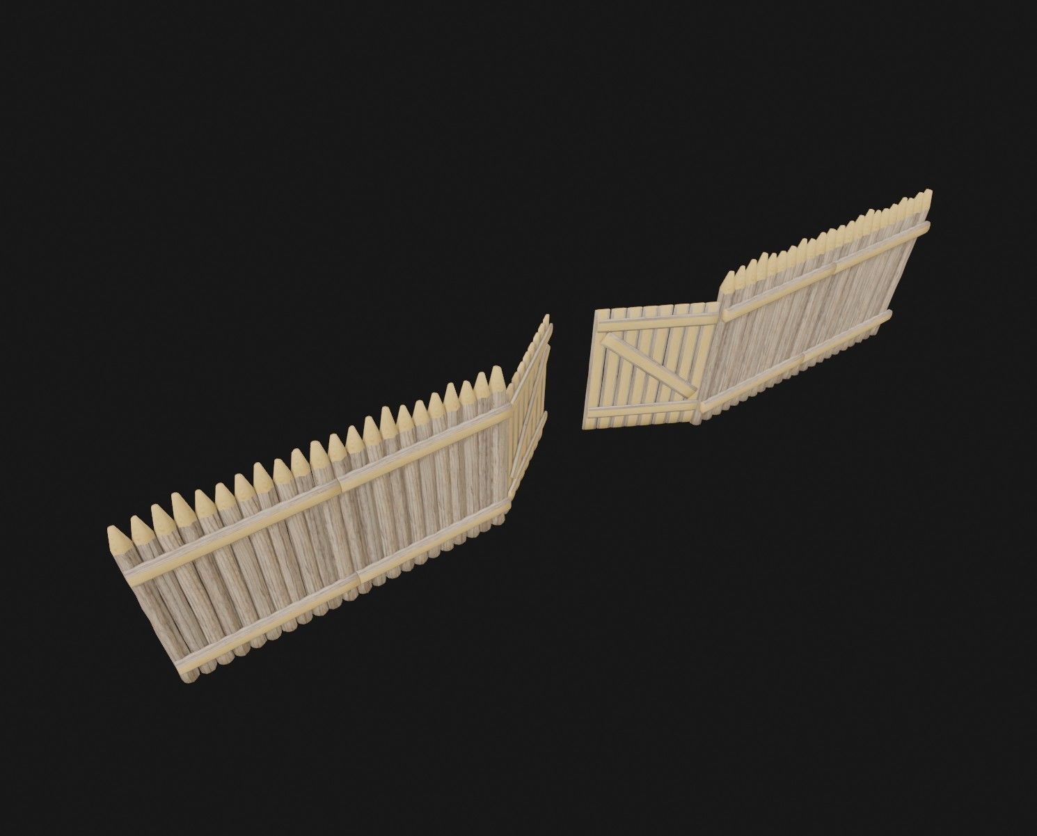 Set of wooden buildings 3D model_21