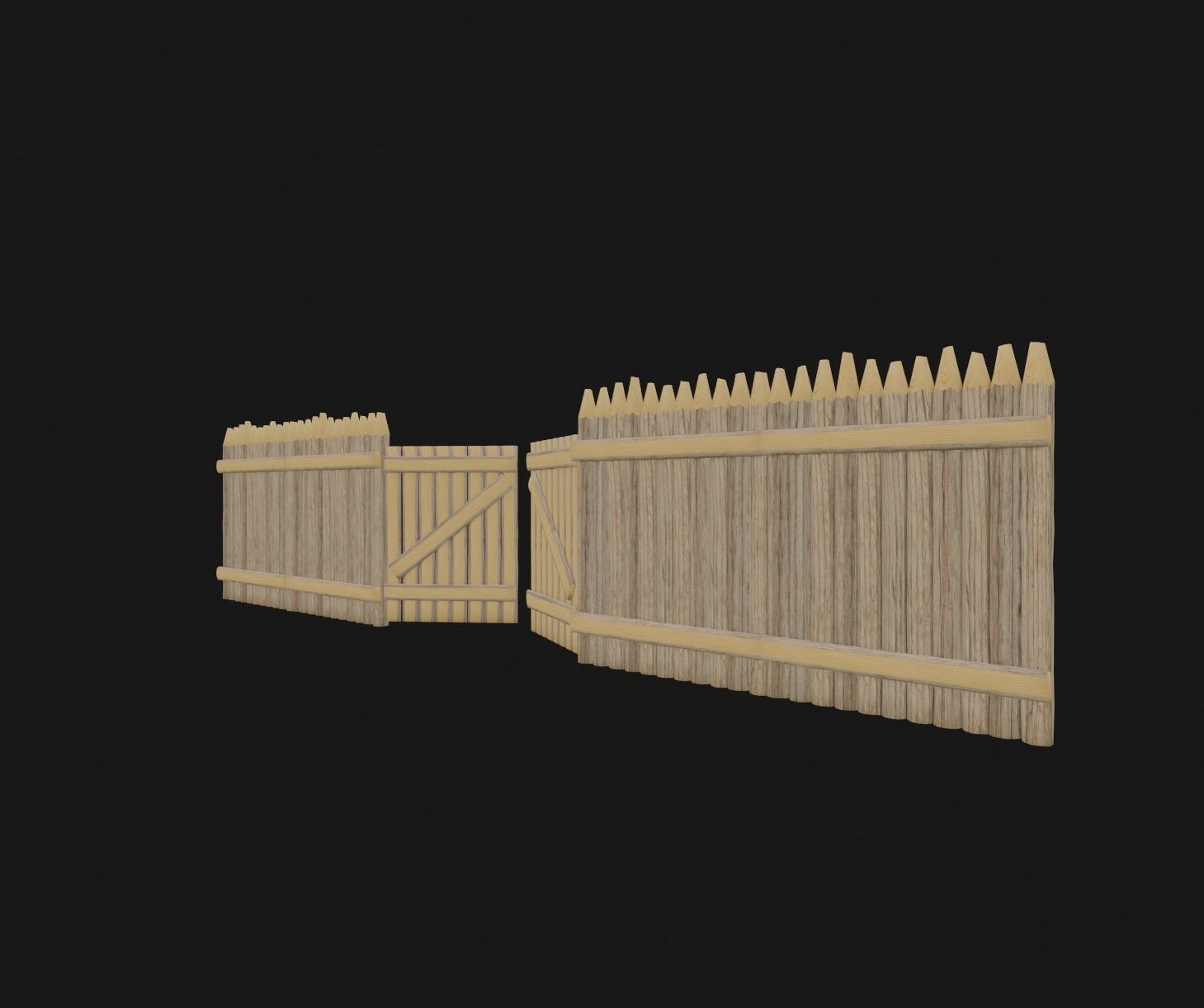 Set of wooden buildings 3D model_17