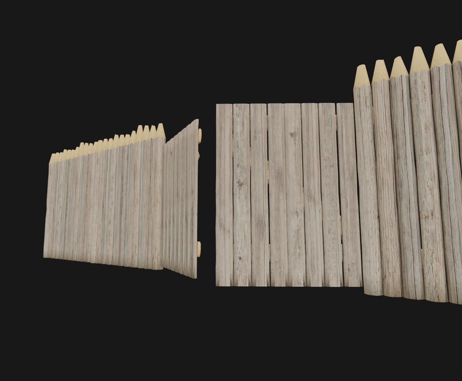 Set of wooden buildings 3D model_18