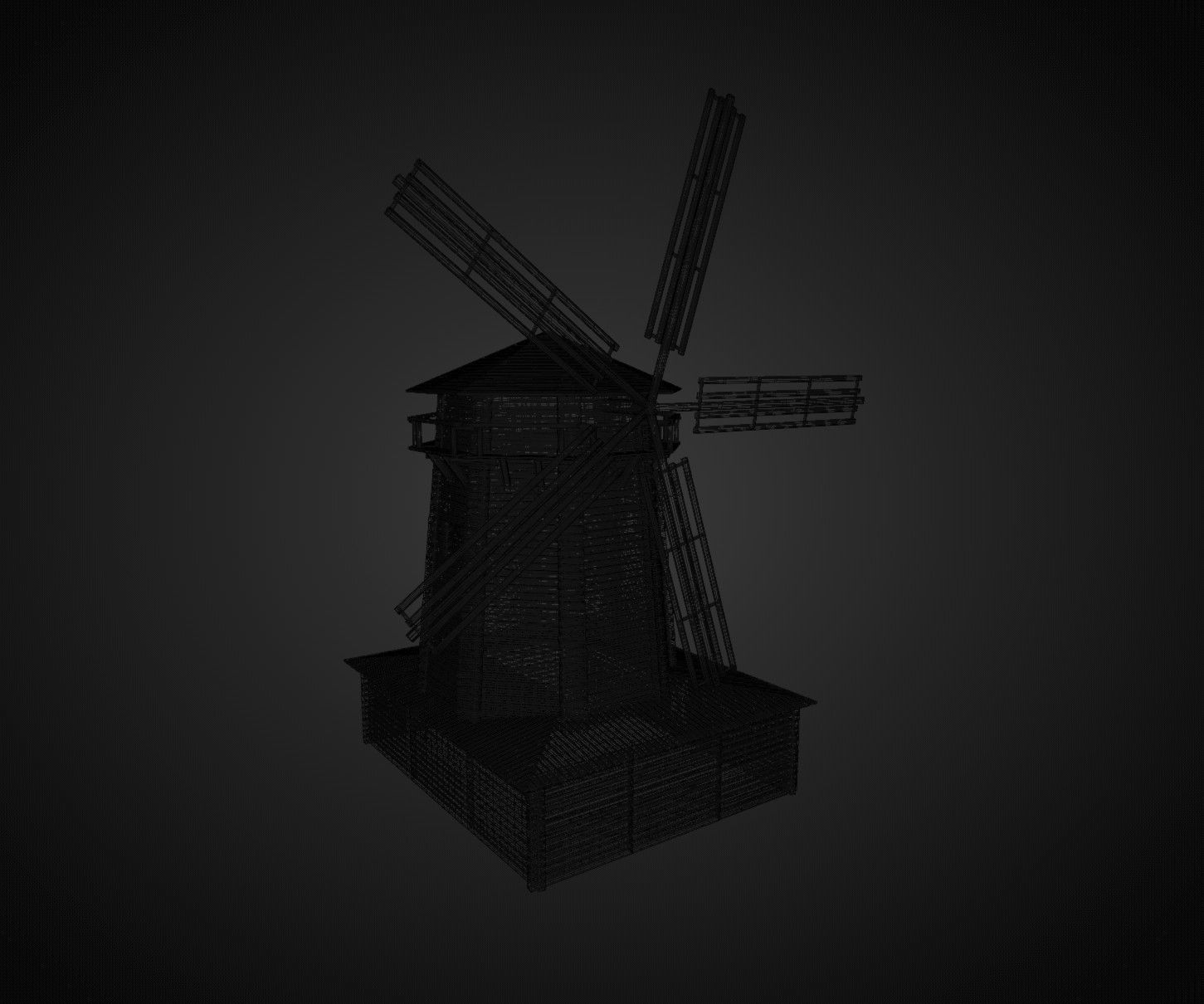 Set of wooden buildings 3D model_9