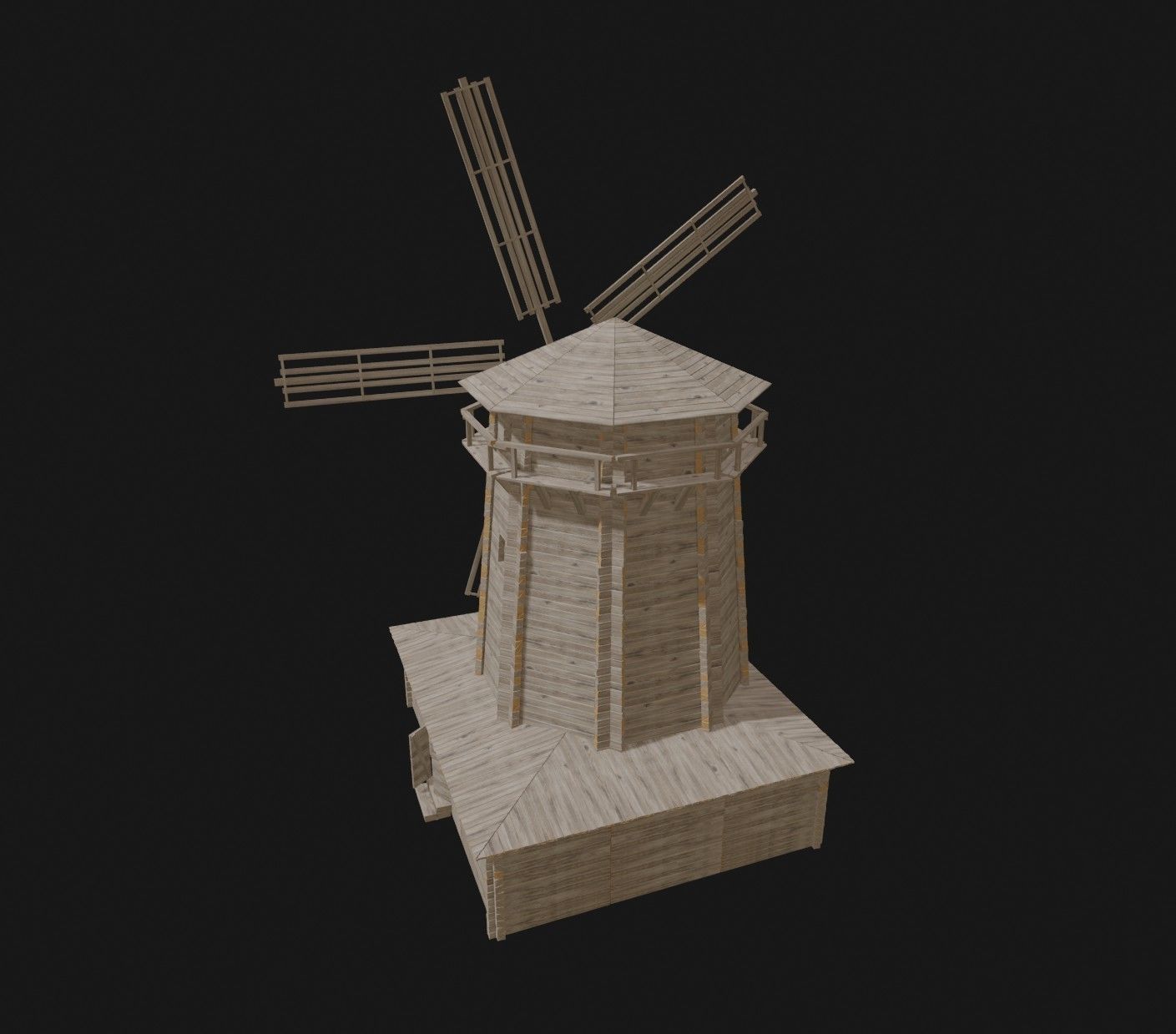 Set of wooden buildings 3D model_3