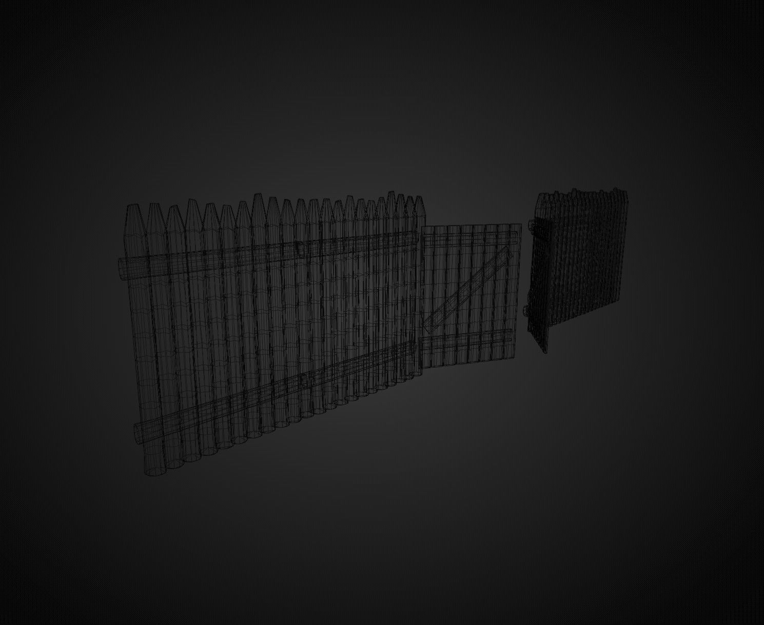 Set of wooden buildings 3D model_22