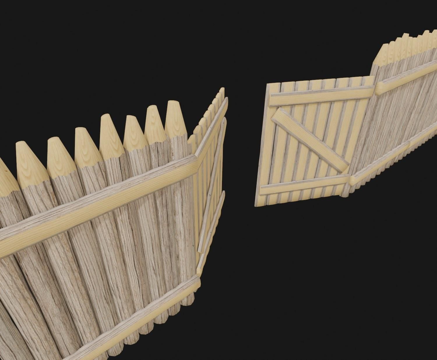 Set of wooden buildings 3D model_16