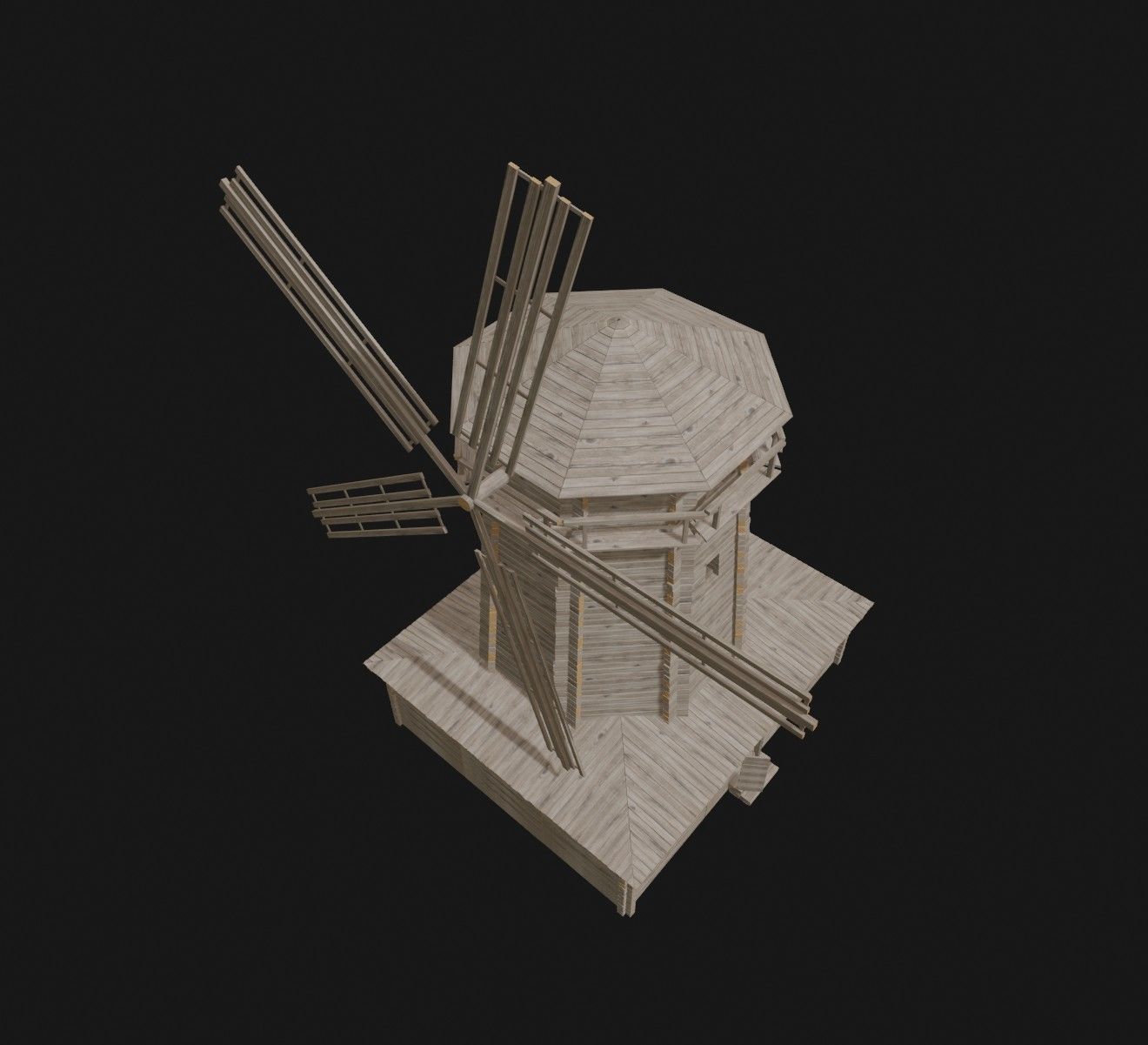 Set of wooden buildings 3D model_4