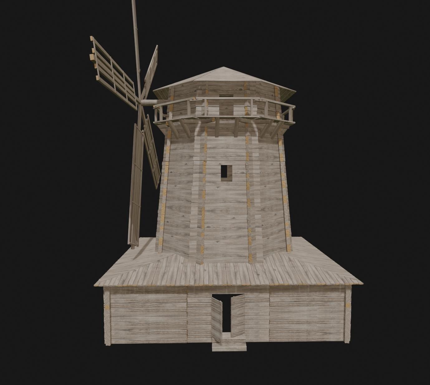 Set of wooden buildings 3D model_7