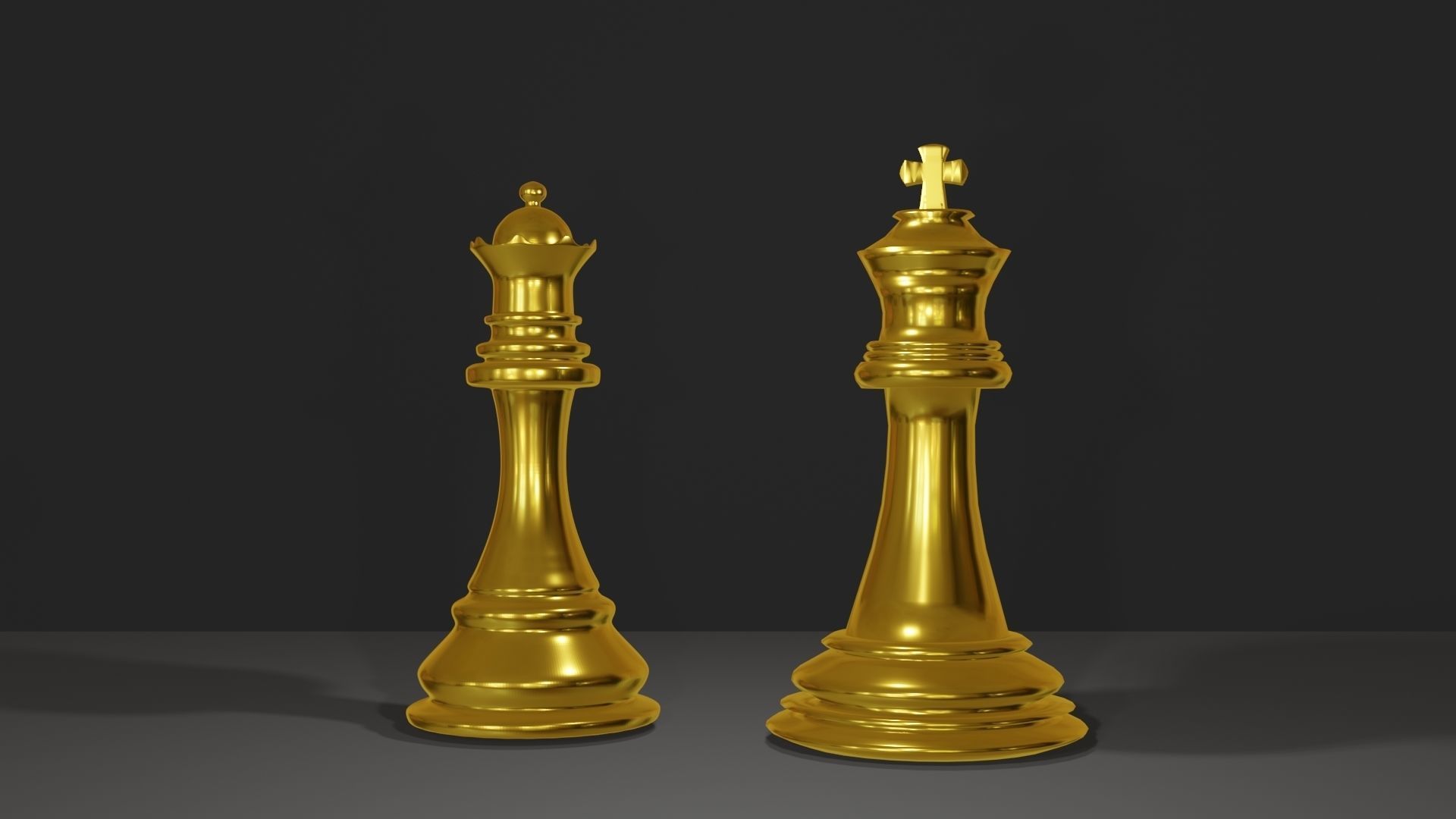 chess golden piece Low-poly 3D model_9