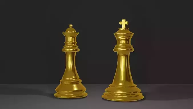 chess golden piece Low-poly 3D model