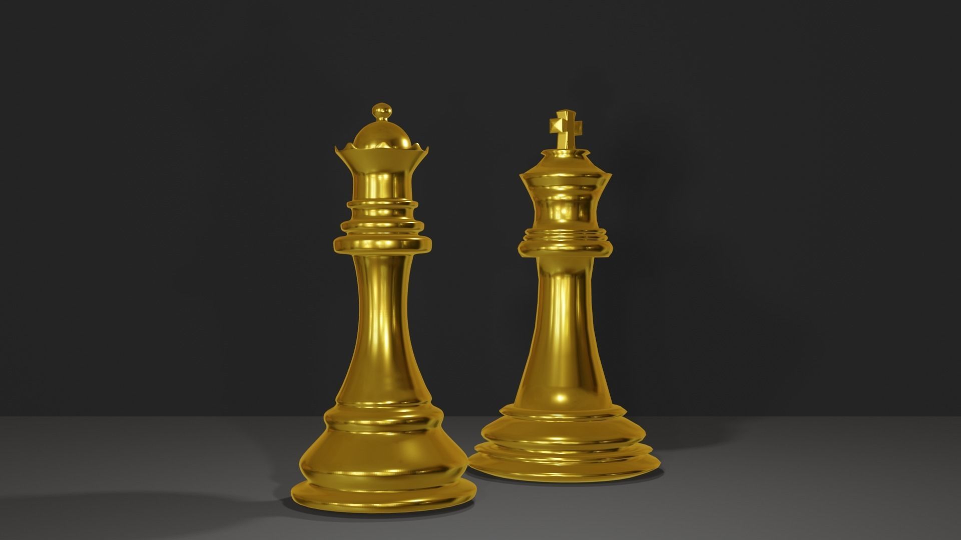 chess golden piece Low-poly 3D model_16