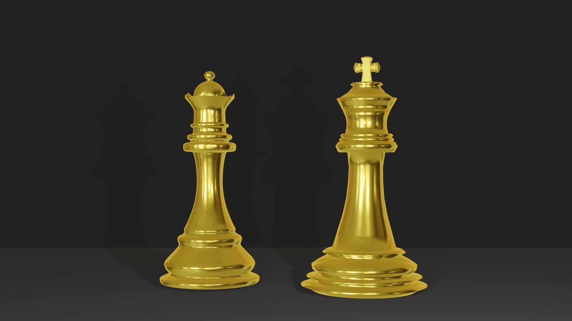 chess golden piece Low-poly 3D model_11