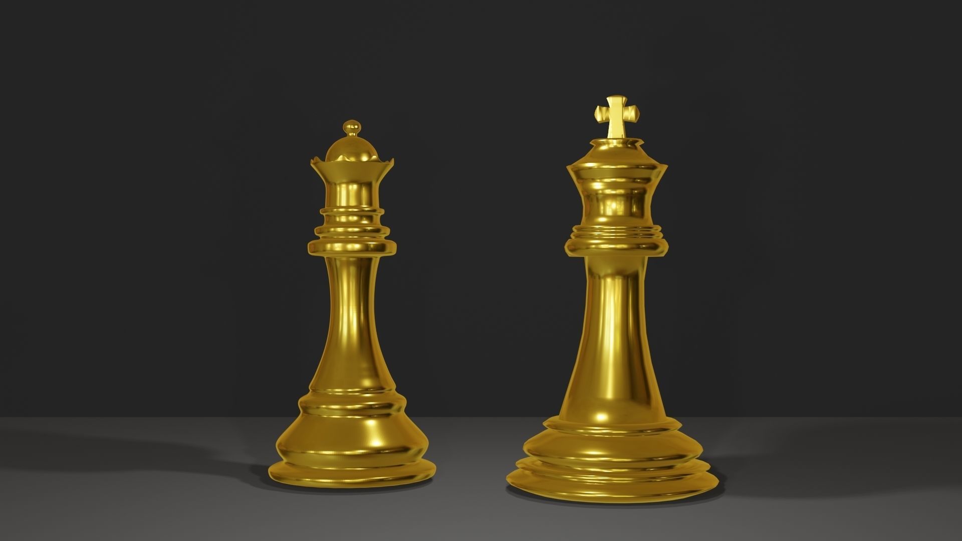 chess golden piece Low-poly 3D model_10