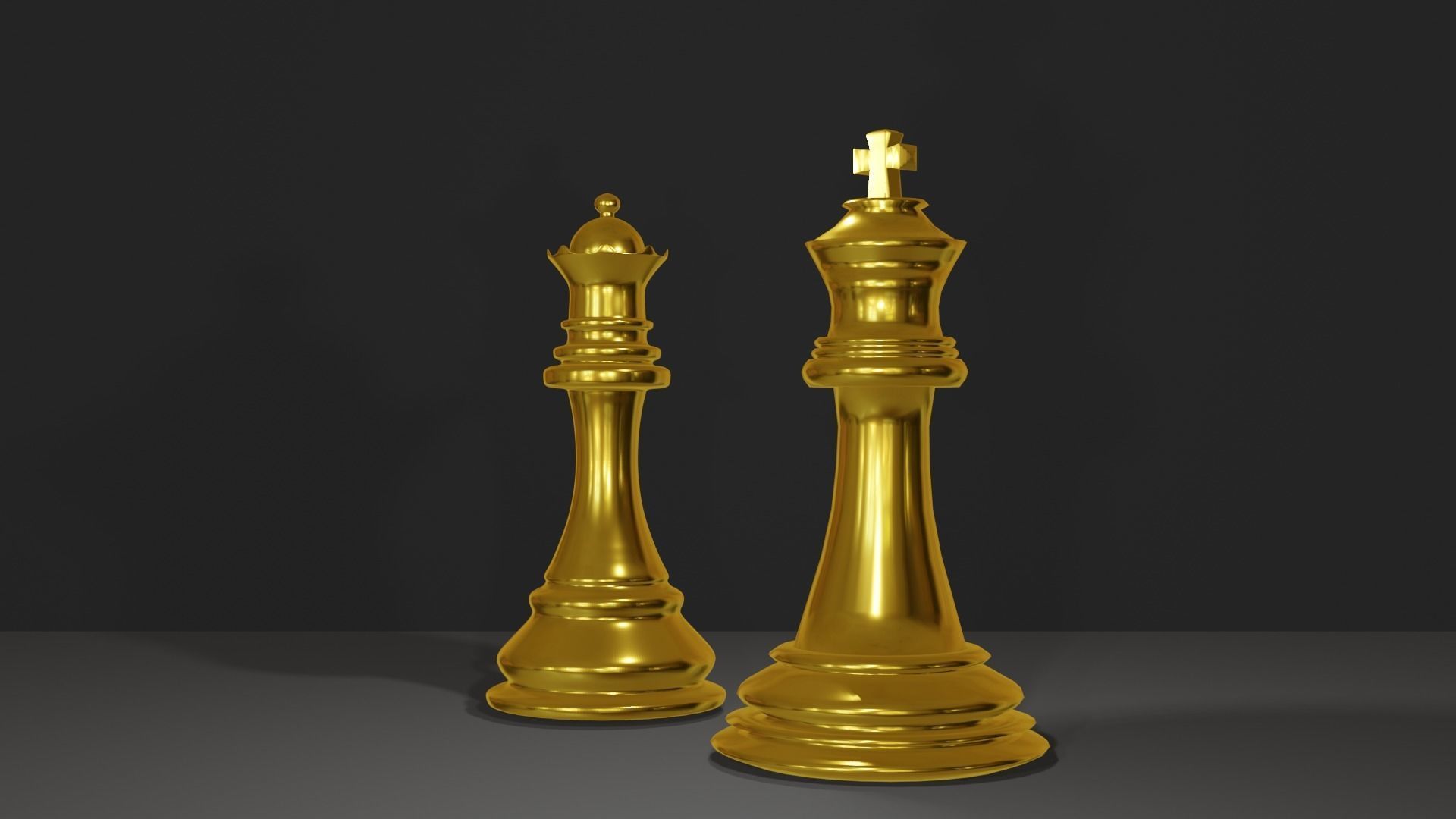 chess golden piece Low-poly 3D model_15
