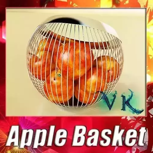 Red Apples in Decorative Metal Wire Container