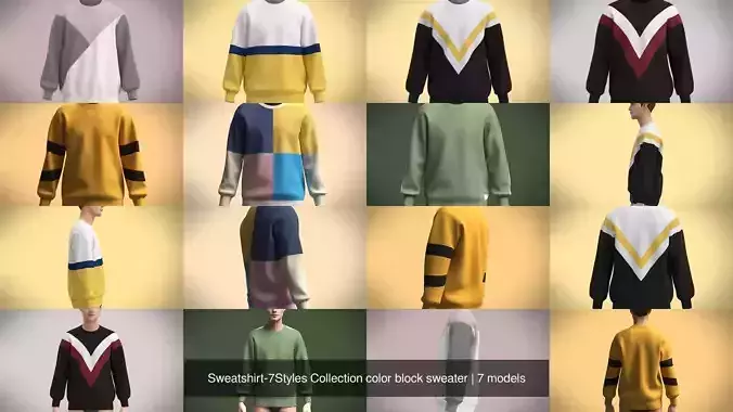 Sweatshirt-7Styles Collection color block sweater