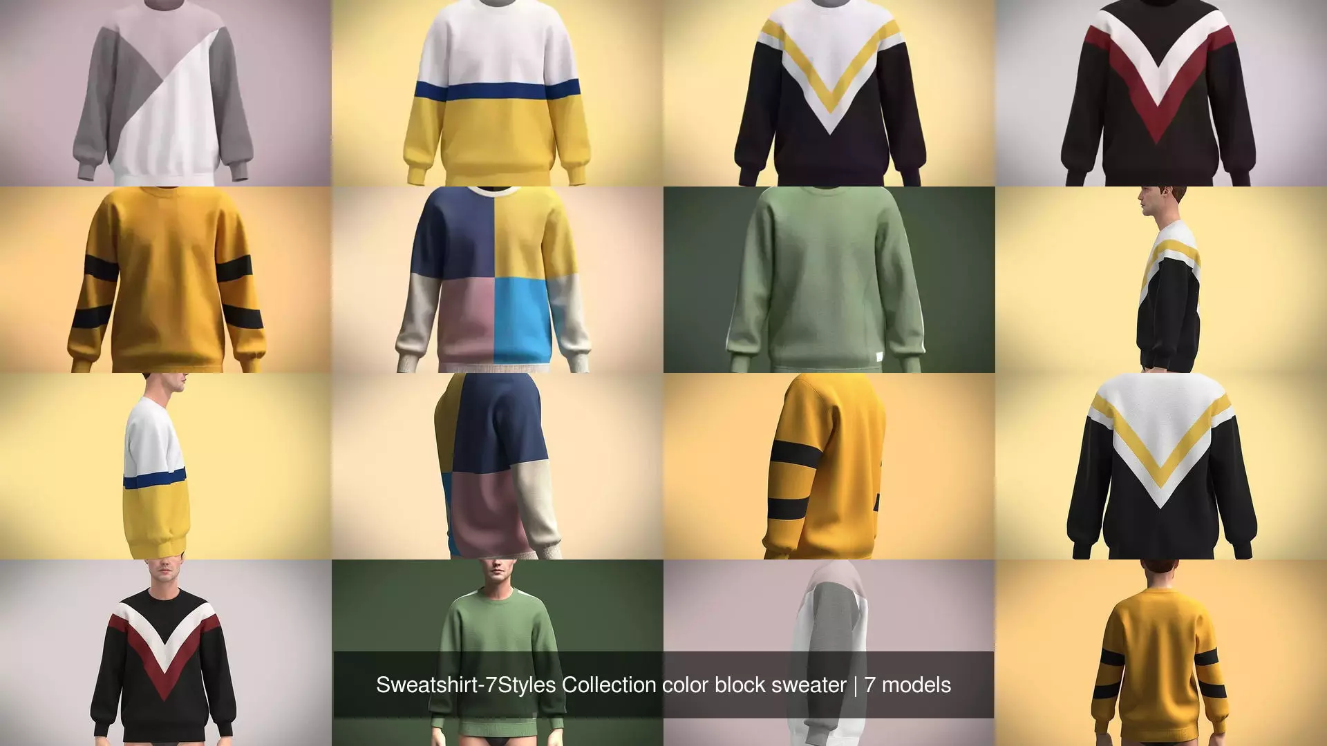 Sweatshirt-7Styles Collection color block sweater _0