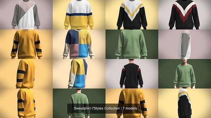 Sweatshirt-7Styles Collection color block sweater 