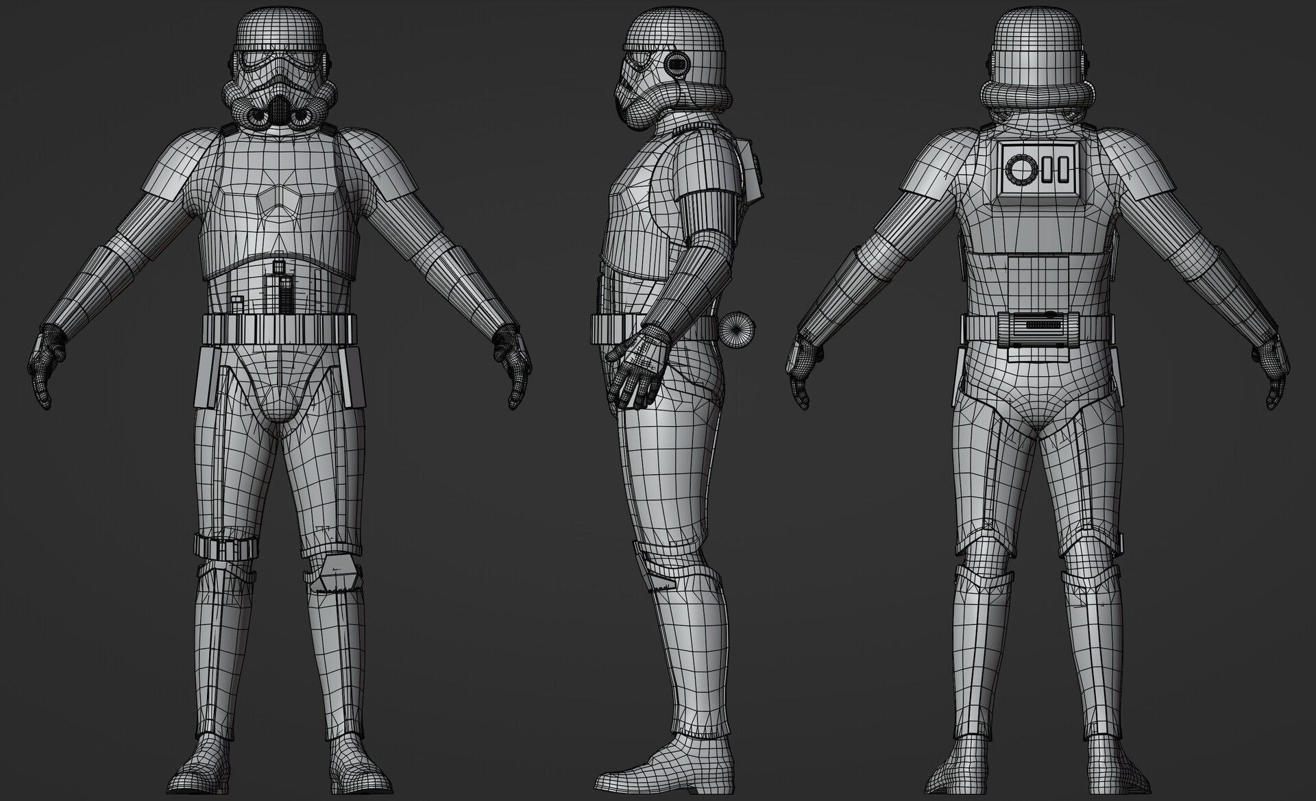 Stormtrooper Realistic 3D Model Low Poly from star wars force... Low-poly 3D model_8