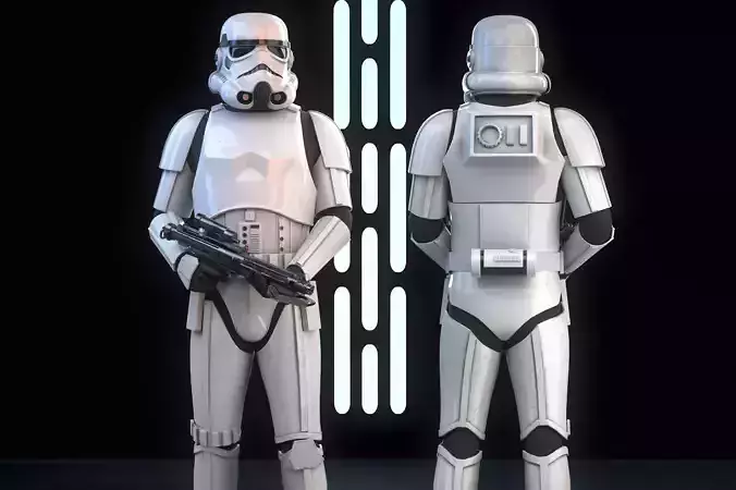 Stormtrooper Realistic 3D Model Low Poly from star wars force... Low-poly 3D model