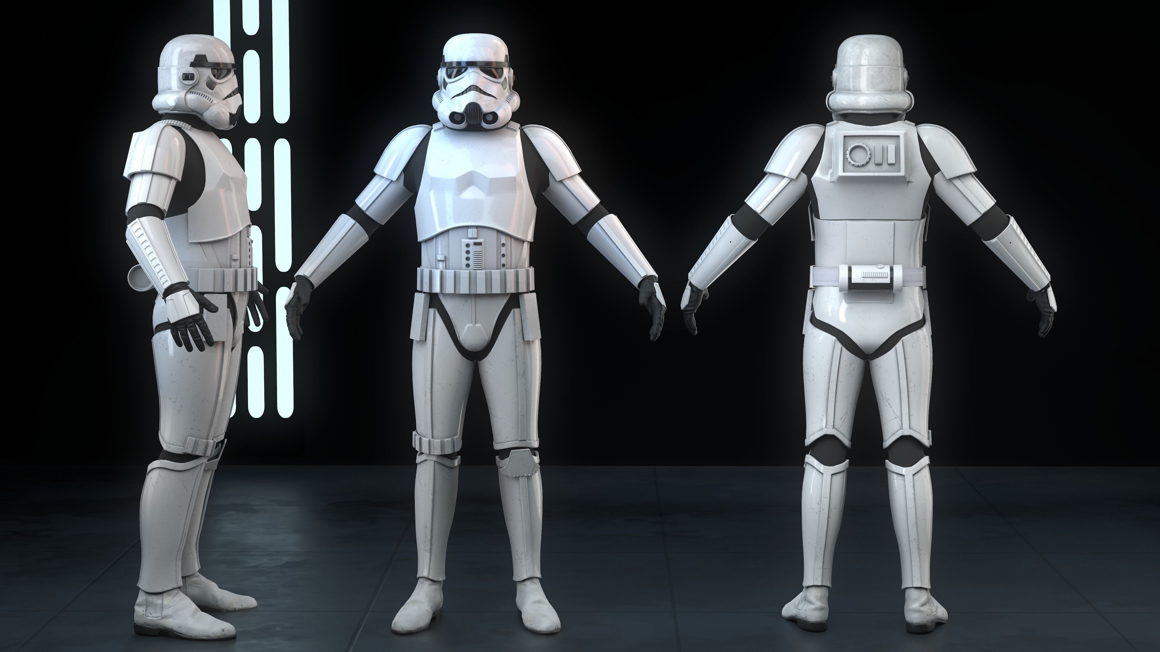 Stormtrooper Realistic 3D Model Low Poly from star wars force... Low-poly 3D model_3