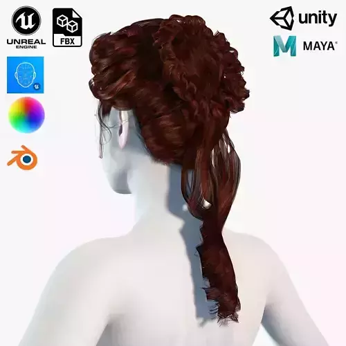 Realistic Female hair colorable Low-poly 3D model