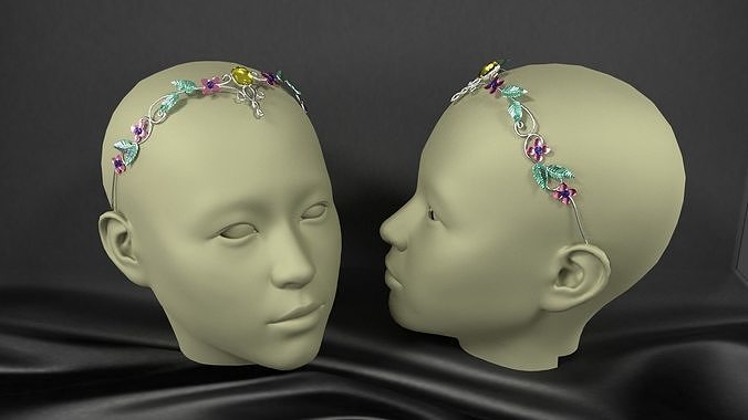diadem mannequin head with flower crown 3D model