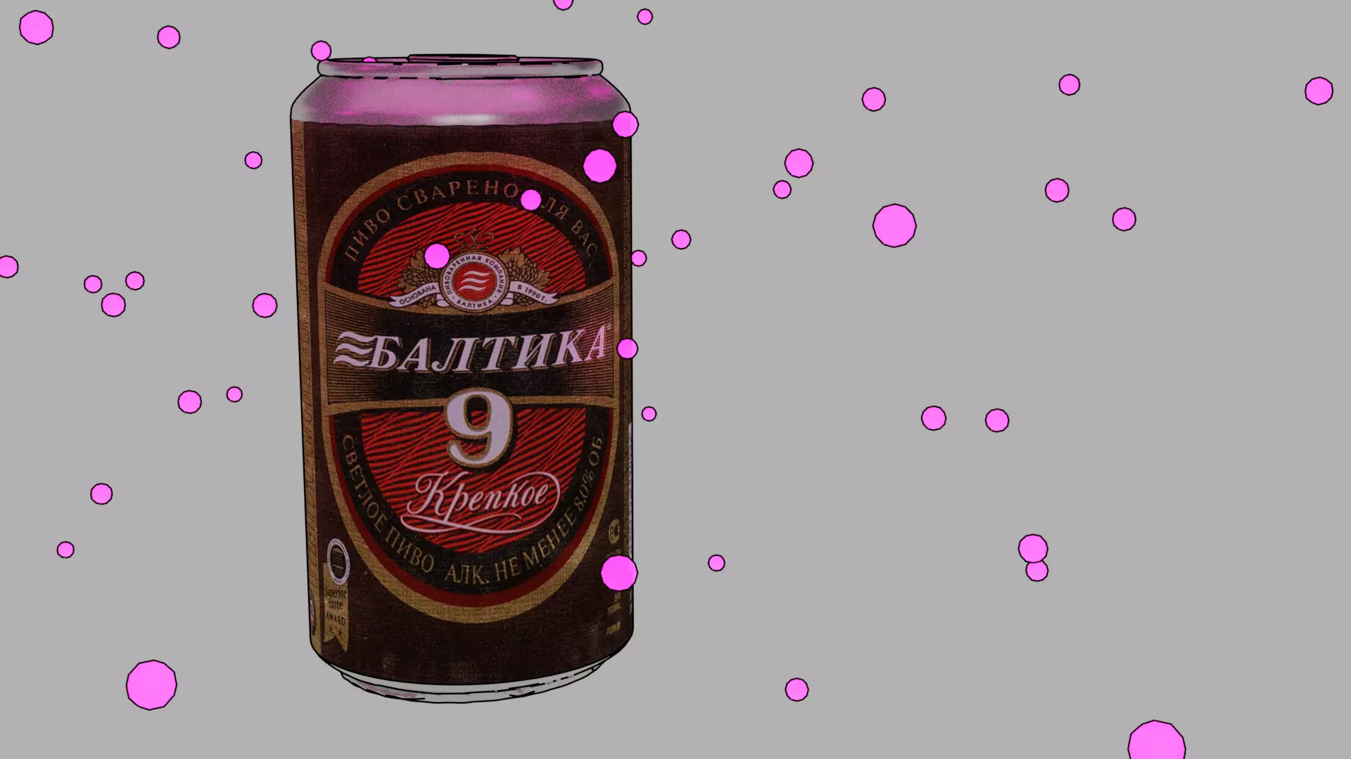 Baltika 9 can of beer with bubbles 3D model