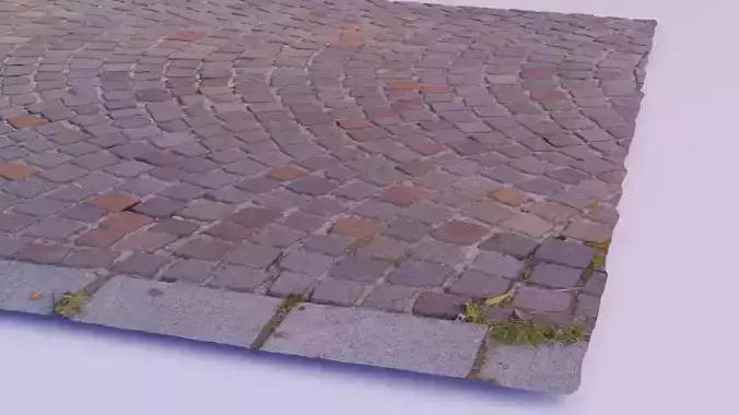 Cobblestones sidewalk high-poly
