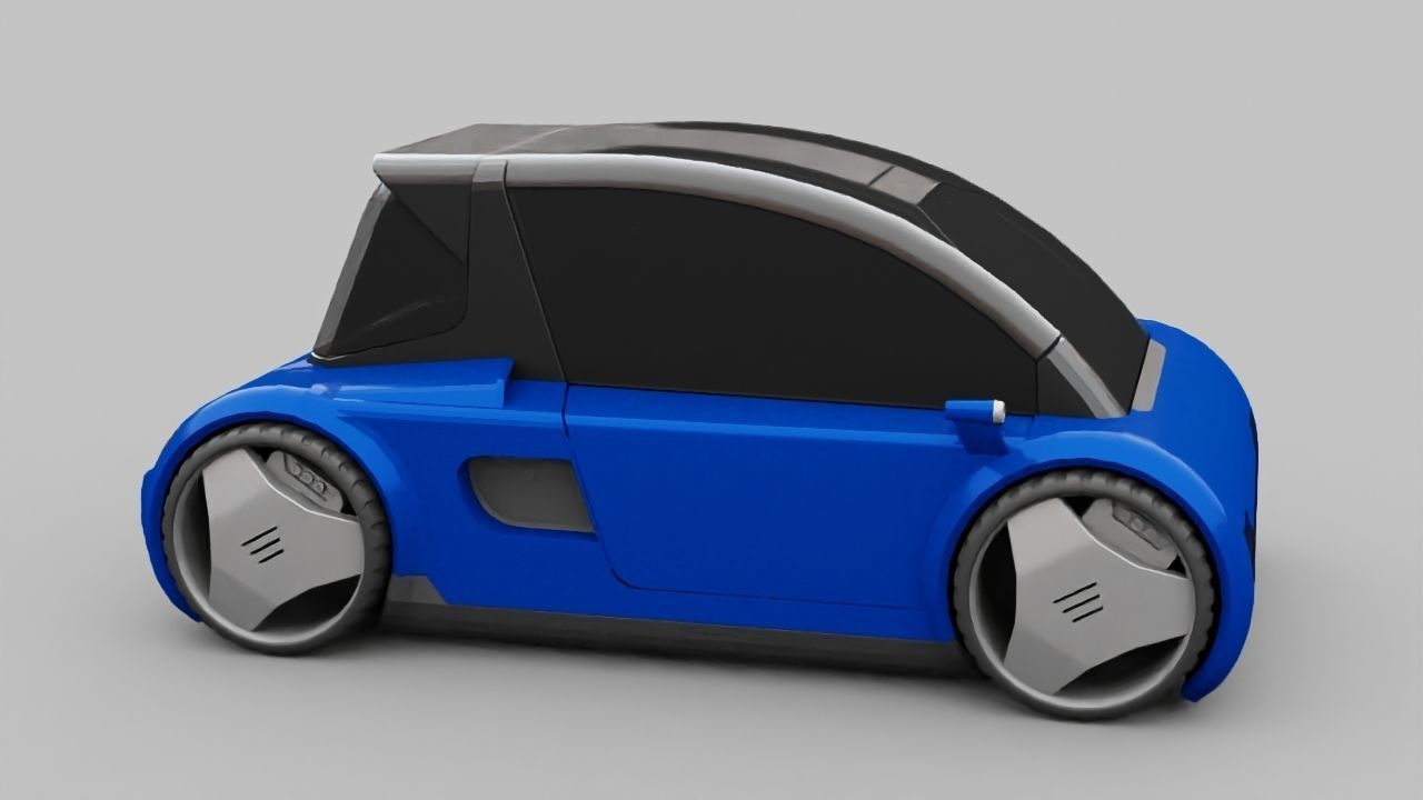 Futuristic city car rigged 3D model_2