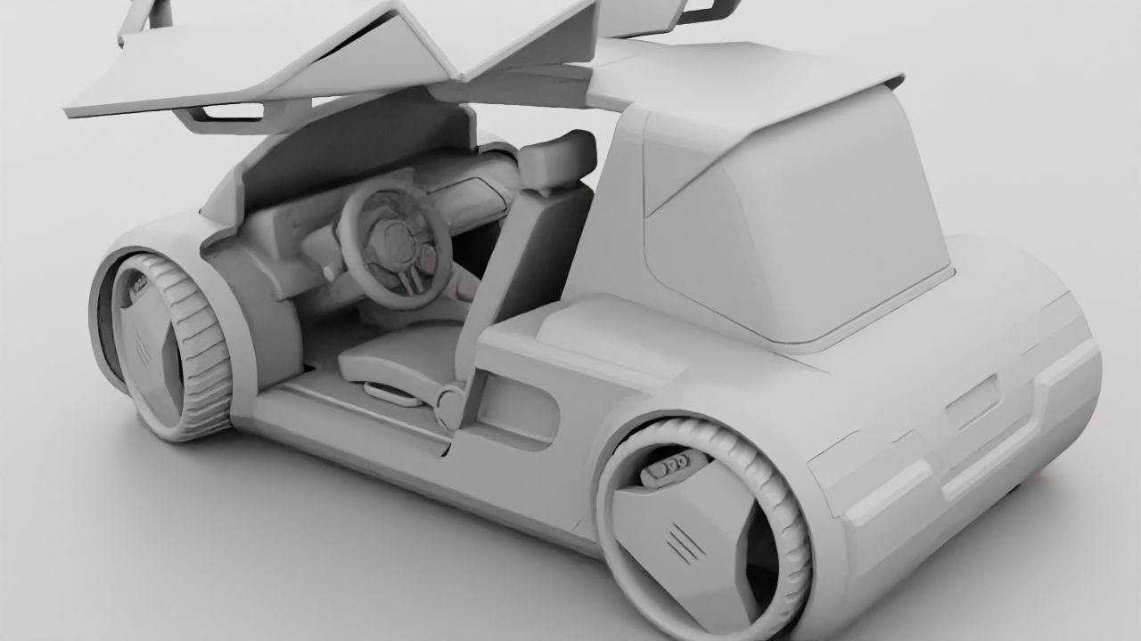 Futuristic city car rigged 3D model_39
