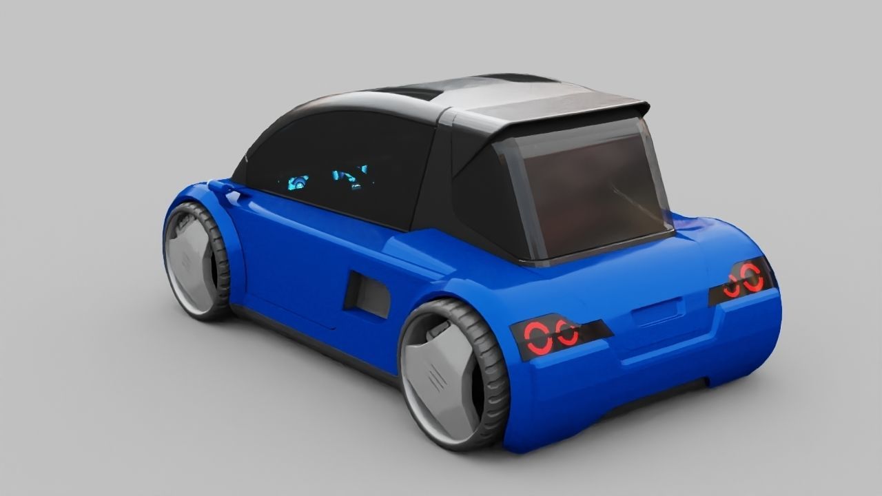 Futuristic city car rigged 3D model_11