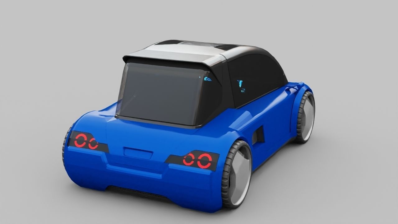 Futuristic city car rigged 3D model_7