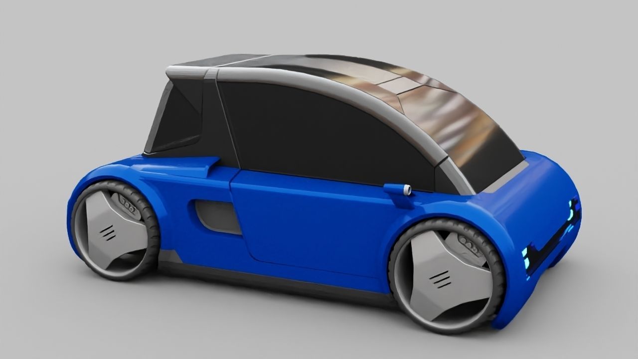Futuristic city car rigged 3D model_1