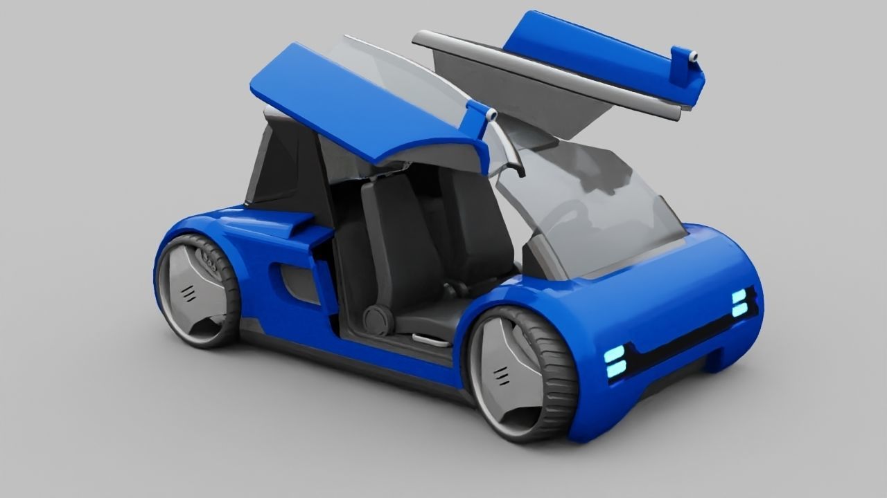 Futuristic city car rigged 3D model_22