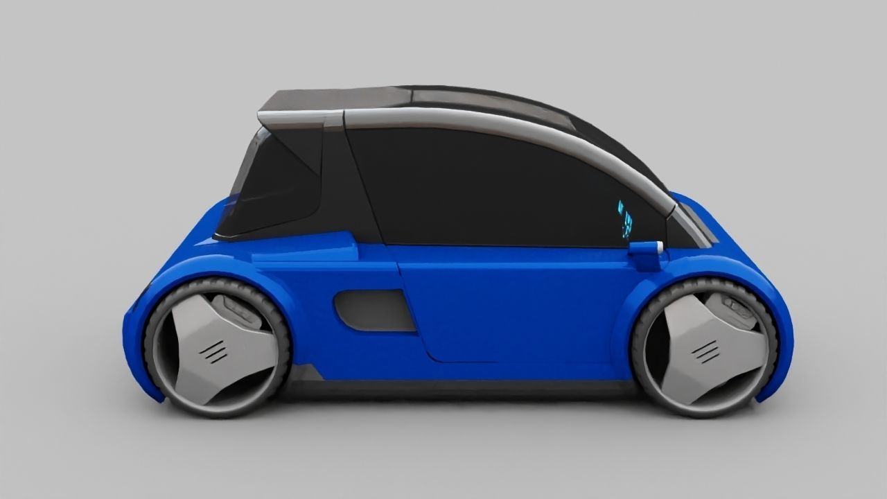 Futuristic city car rigged 3D model_3