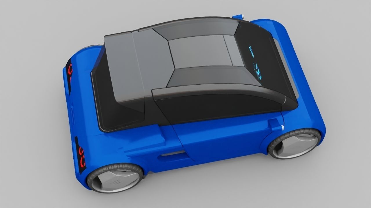 Futuristic city car rigged 3D model_28