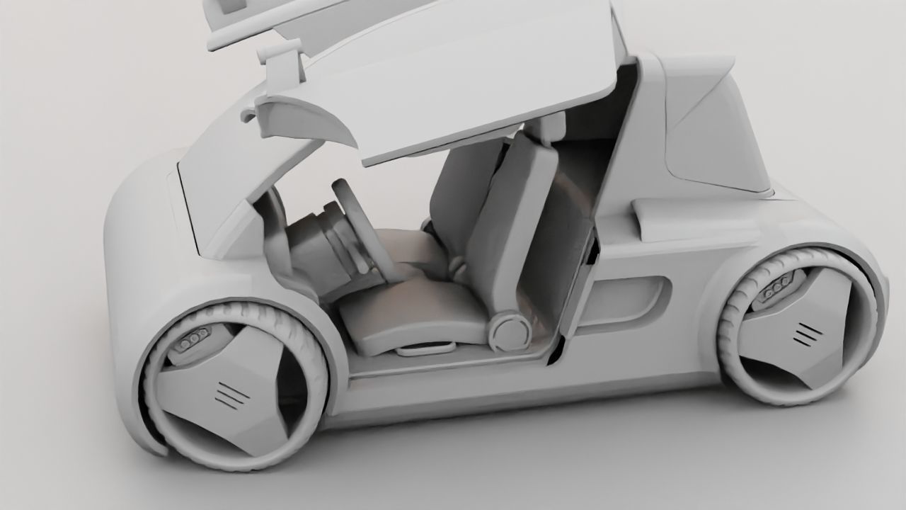 Futuristic city car rigged 3D model_37