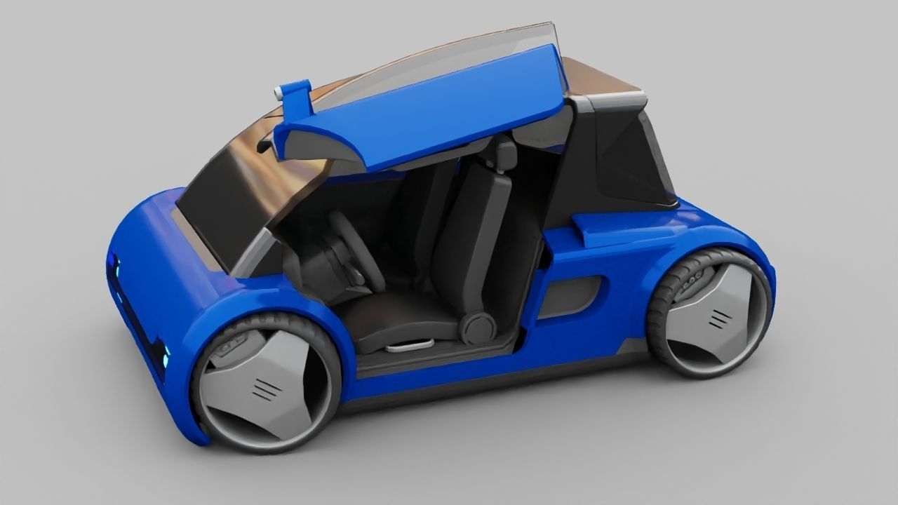 Futuristic city car rigged 3D model_16